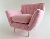 MIO Pink Flannel Chair   1:6 Scale