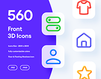560 Front 3D Icons - PSD & PNG