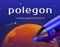 Polegon. Space attraction. Logo and landing page