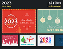 2023 New Year Greeting Cards ai files