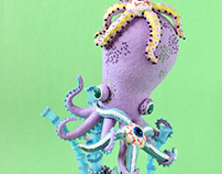 Purple Octopus and Eyeball Starfish