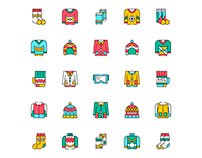 Colored Winter Clothes Icons