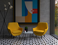Concrete and Yellow - 3d renders