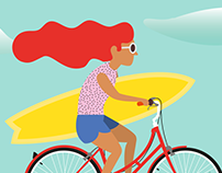 Surf bike girl | Vector illustration