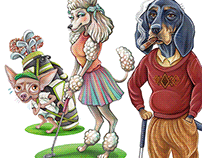Golf Dogs- Poodle/Chihuahua/Hound Character Designs