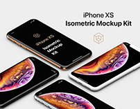 iPhone XS Isometric Mockup Kit with Clay Mockups
