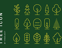 Free 15 Tree Monoline Vector Icon