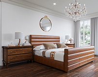 Luxurious White and Walnut Bedroom Design | 3D ArchViz