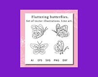 Silhouettes of Soaring Butterflies Illustration