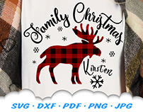 Buffalo Plaid Moose SVG Family Christmas Shirts