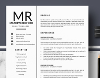 Professional & Minimalist Resume / CV for pages & Word