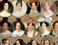 Women's headdresses and hairstyles. 19th century