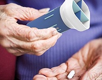 Bottle with pill container for elderly people 
