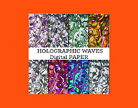 12 Metallic Holographic Waves Digital Paper