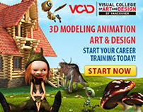 VCAD - 3D Modeling Animation Web Banner + Landing Page