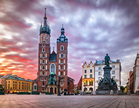 Different faces of St. Mary's Church in Krakow