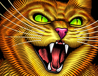 Mat Beast "Killer Cat" Rash Guard Illustration