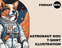 Astronaut Dog T-Shirt Illustration