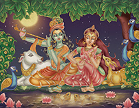 Radha Krishna Illustration in 14 art styles