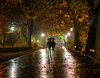 A rainy autumn evening in Krakow