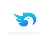 D + Bird Logo | Modern Logo | D Letter Negative Space