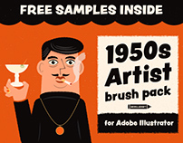 1950s Artist Brushes for Illustrator + FREE SAMPLES