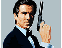 Pierce Brosnan as James bond - Flat vector illustration