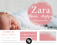 Geboortekaartje Zara