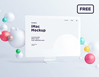 iMac mockup with spheres