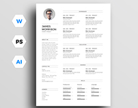 Free minimal resume template (CV) in word and PS