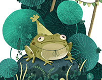 Digital congratulatory illustration with a frog.