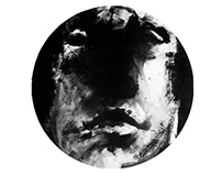 "Mans` face", monotype, tusche, free graphics