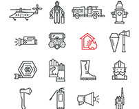 Fire Department Line Icons