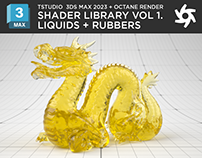 3DS MAX + OCTANE shader library vol1 Liquids+rubbers