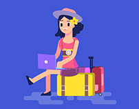 Character Design Set -Tourist Woman with 22 Poses