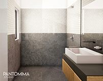Bathroom and hexagonal tiles