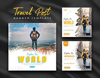 Travel agency social media post banner template design