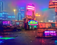 Post apocalyptic neon city