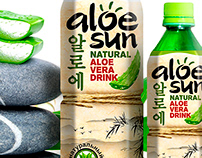 "ALOE SUN" Natural Aloe Vera Drink. Design Label.