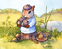 Getting ready to juggle acorns or gathering for winter.