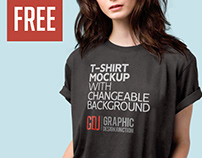 Freebie: T-shirt Mockup with Changeable Background