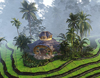 Balinese Yoga Shala In Rice Field