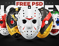Free Hockey face mask PSD mockup template