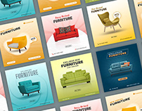 Furniture social media banner design templates