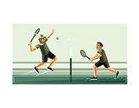 Tennis Match Graphics Vector Illustration
