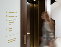 Wayfinding system in Wiszące Ogrody Apartments