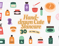 Hand-drawn Cute Skincare Collection