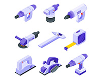 Electric Tool Isometric Icons