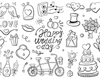 Free Vector Design for Doodle Wedding Theme