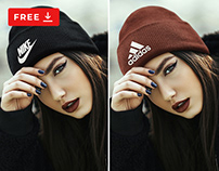 [Free PSD] Girl Wearing Beanie Hat Mockup
